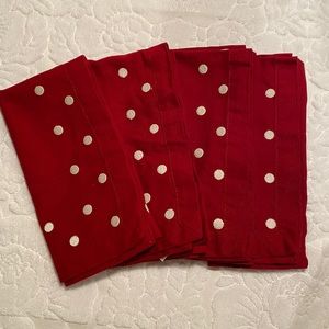 EUC Pottery Barn Red with White Dots Napkins